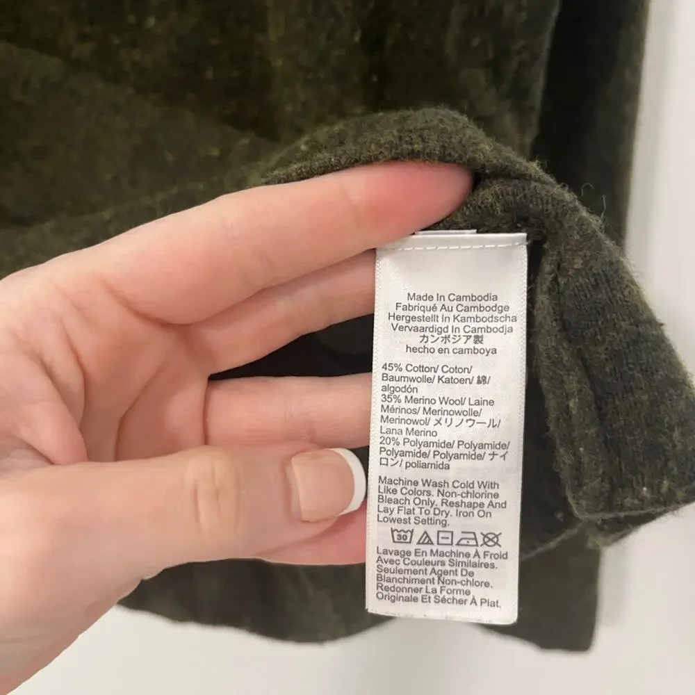 J. Crew Dark Green Wool Blend Teddie Sweater Size Large